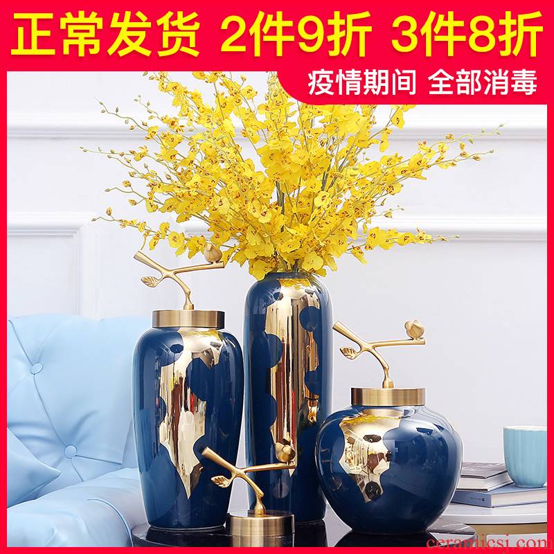 Ceramic vases, flower arranging dried flowers light European - style key-2 luxury furnishing articles sitting room table, TV ark, I and contracted household ornaments