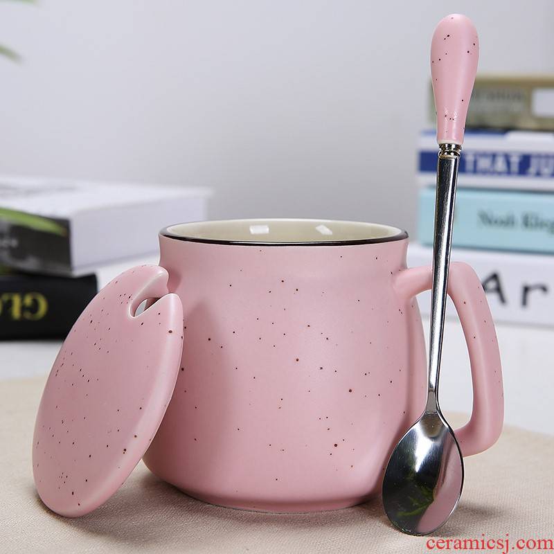 Cups of water and cover the suits for took office handle ceramic cup spoon, milk cover tape