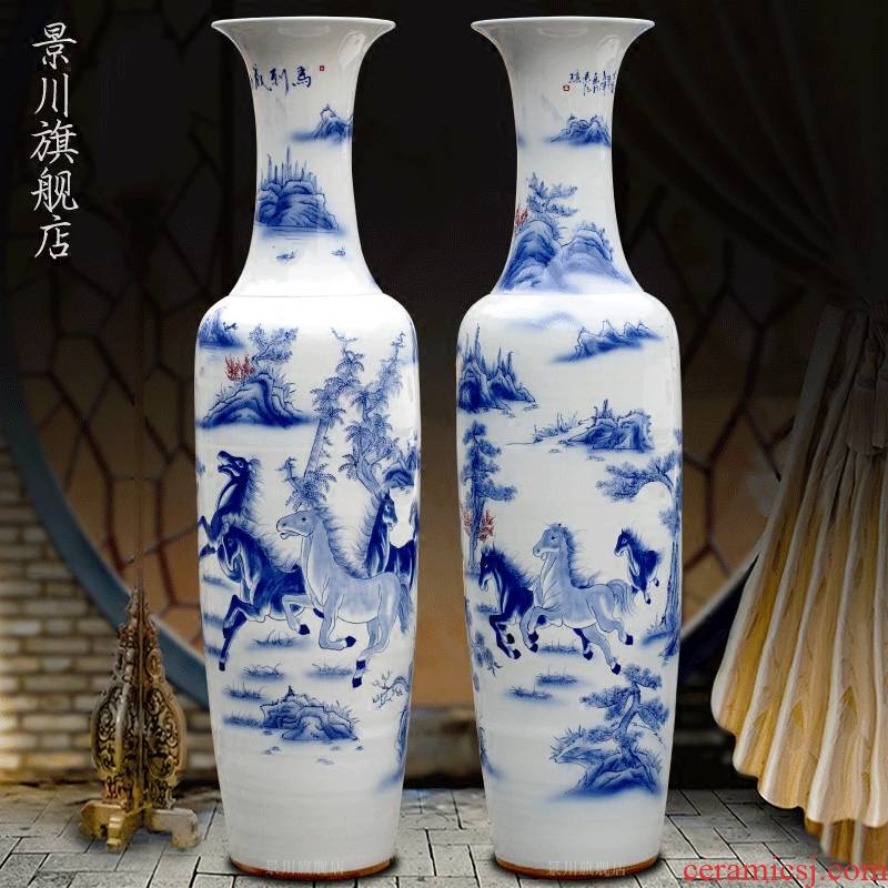 Jingdezhen blue and white porcelain hand - made success sitting room of large vase household porcelain vase of porcelain of modern furnishing articles