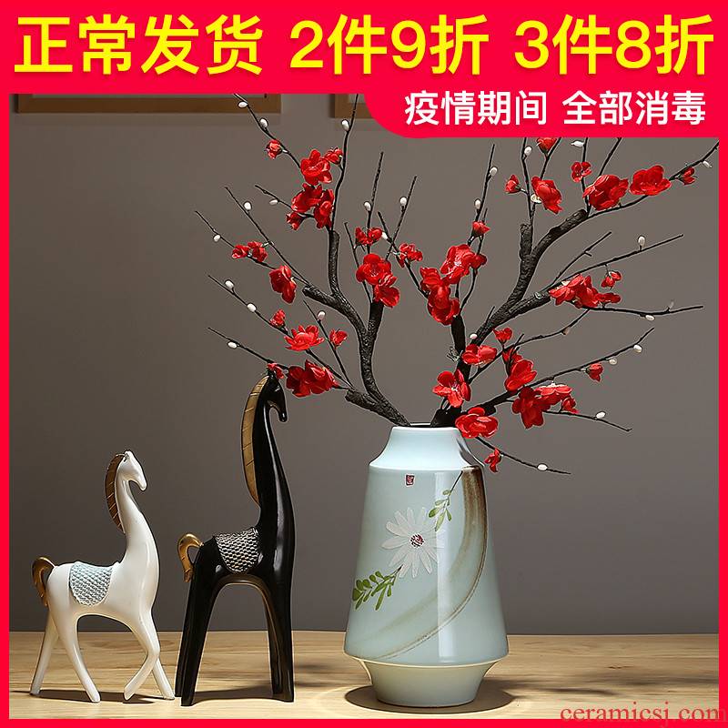 Jingdezhen ceramic flower implement modern new Chinese style household mesa of dried flowers sitting room porch decorate table flower arranging furnishing articles