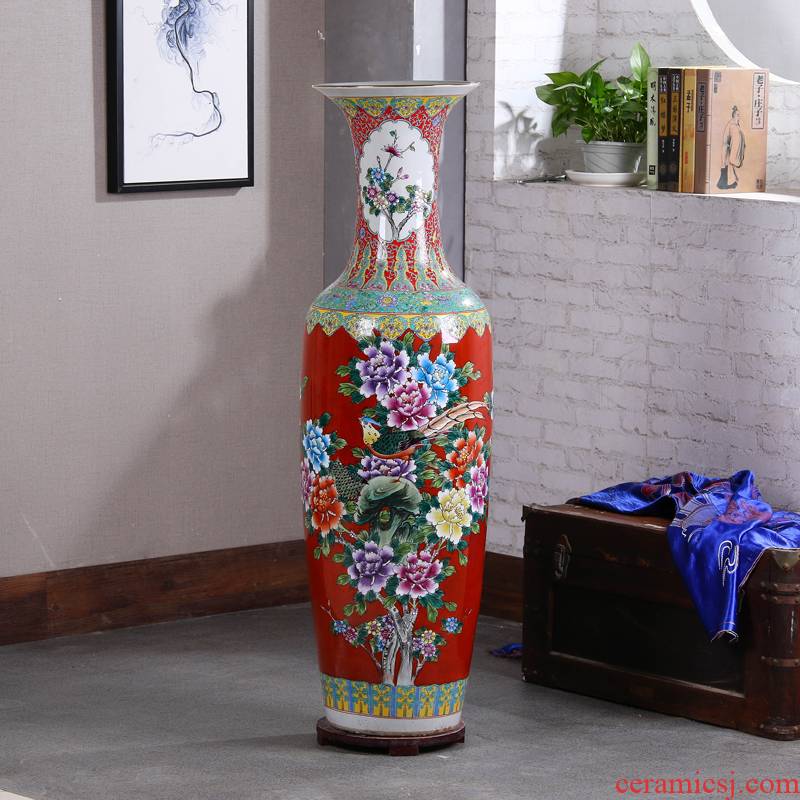 Jingdezhen antique hand - made landing big vases, flower arranging company open living room decoration ceramics big furnishing articles