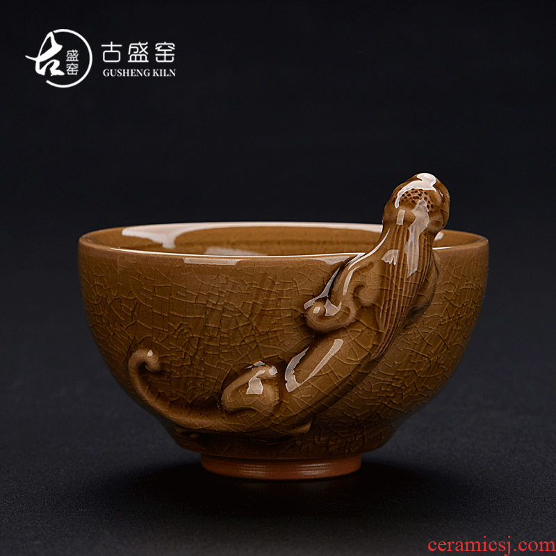 Ancient sheng up new gift box pearl celadon open tea master cup manual sample tea cup single cups of tea cups