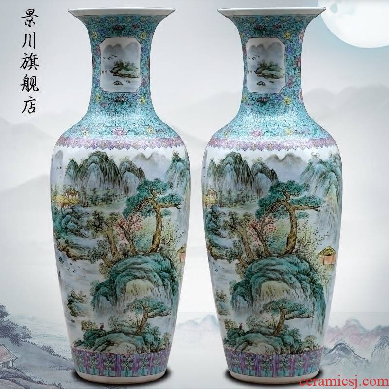 Hand - made pastel landscapes of large ceramic vases, jingdezhen home sitting room of Chinese style furnishing articles study adornment