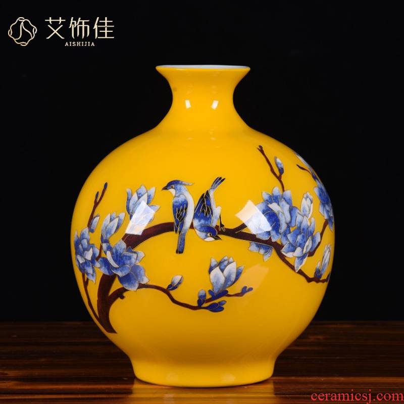 Jingdezhen ceramic vase home sitting room golden straw yellow charactizing a pomegranate bottled act the role ofing is tasted furnishing articles