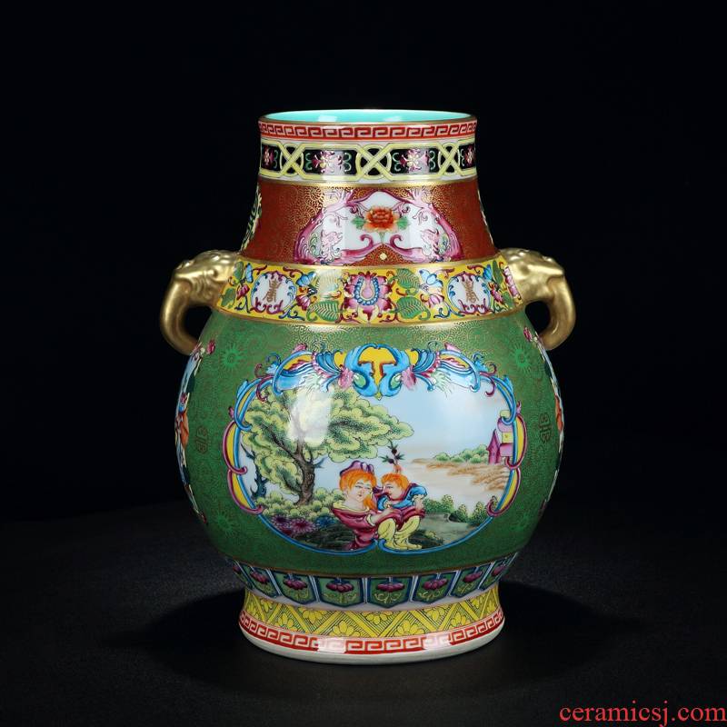 Jingdezhen collection level of archaize colored enamel see elephant statute of Jingdezhen the qing qianlong vase rich ancient frame furnishing articles