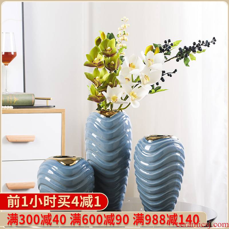 Jingdezhen modern three - piece ceramic vases, flower arrangement sitting room ark of new Chinese style decoration vase act the role ofing is tasted furnishing articles