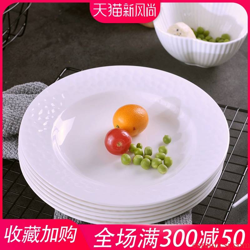 Jingdezhen pure white four pack 】 【 8 inches 0 suit the soup plate household ceramics contracted creative deep dish