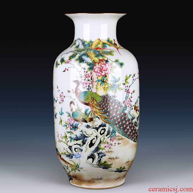 Jingdezhen ceramic vase furnishing articles large sitting room of Chinese style household flower arranging TV ark, rich ancient frame decorative porcelain