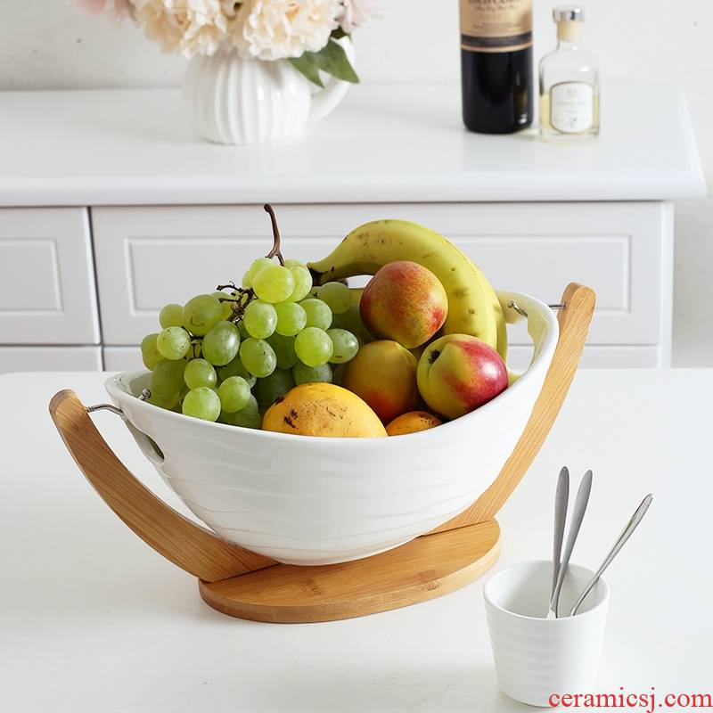 Qiao mu ZCJ I and contracted creative ceramic fruit bowl white large bowl sitting room household dry fruit basket fruit tray