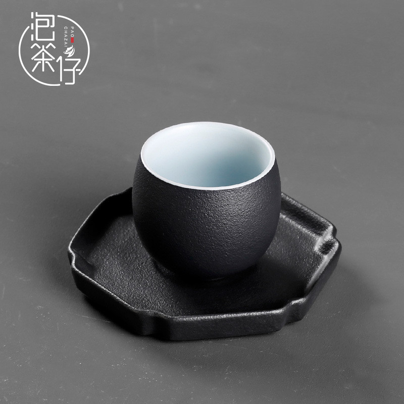 Tea seed Japanese kung fu Tea cups of black ceramic single small handless small Tea cup bowl, single cup Tea cup