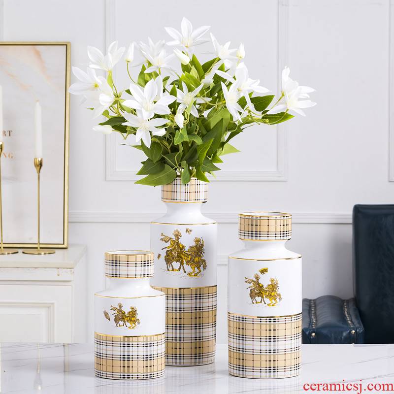 Ceramic vases, dried flower adornment furnishing articles Nordic light creative flower arranging I and contracted sitting room key-2 luxury European - style water raise flowers