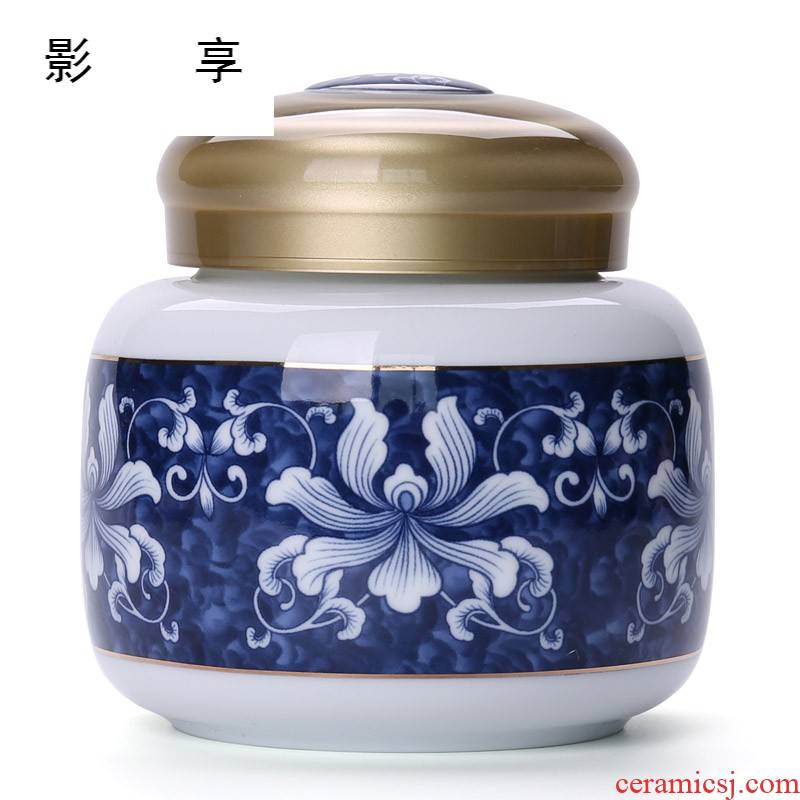 Shadow enjoy household ceramic tea pot with cover POTS of blue and white porcelain tea boxes tea barrel wake receives storage tanks BLT