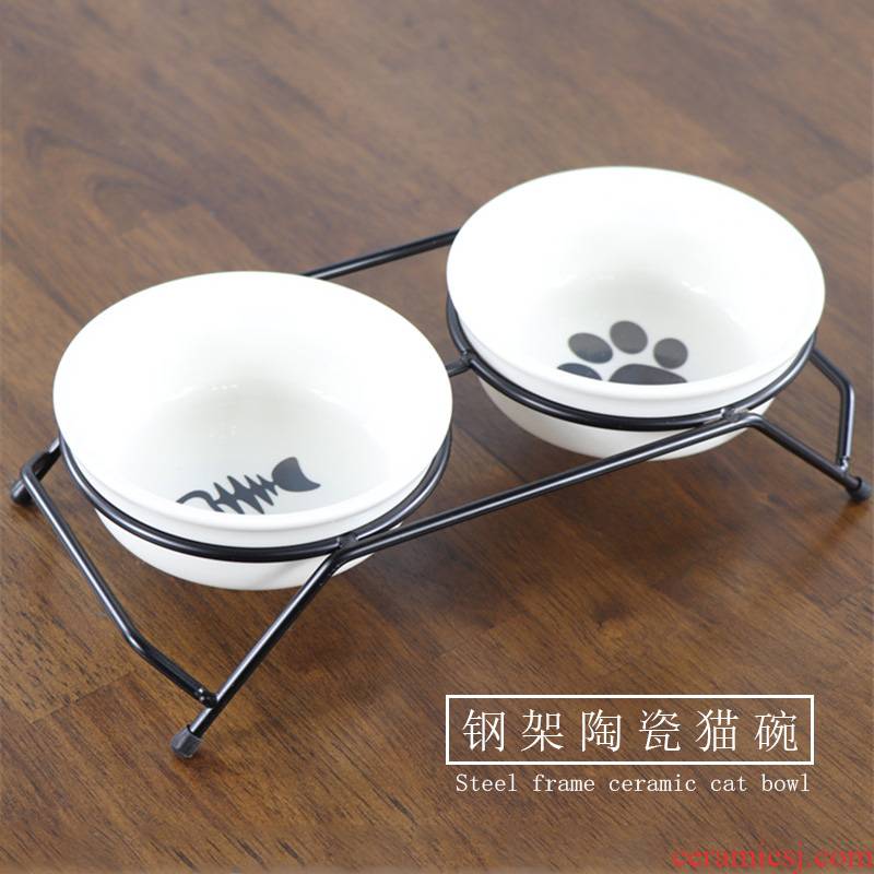 Ceramic dog bowl of double bowl of cat cat cat food rice basin basin water bowl bowl of cat food basin cat cat bowl bowl bowl of cat food bowl