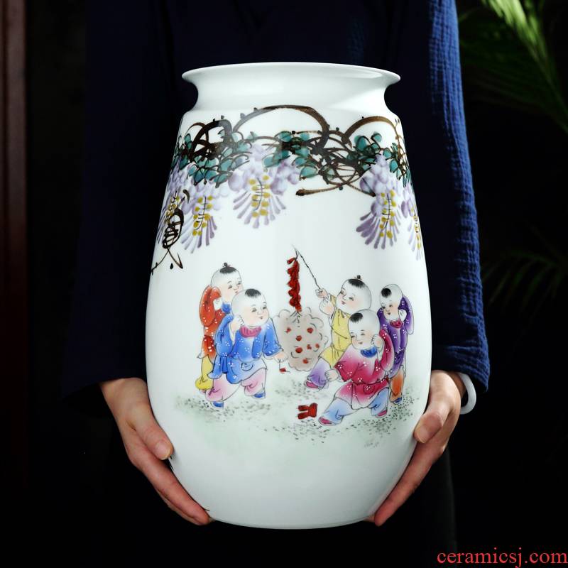 Intangible artisan sell loose guo - hua liu qin work jingdezhen hand - made bucket color character vase straight bottle vase furnishing articles
