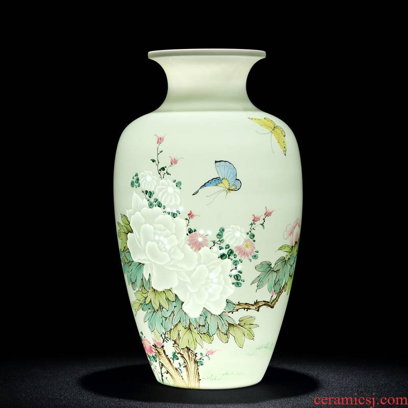 Half an hour and exquisite porcelain of jingdezhen ceramic vase hand - made of new color flower vase sitting room of Chinese style table vase