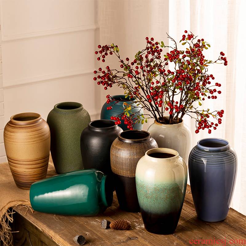 Vase furnishing articles clay ceramic dried flowers sitting room adornment flowers water table to restore ancient ways of jingdezhen porcelain Vase