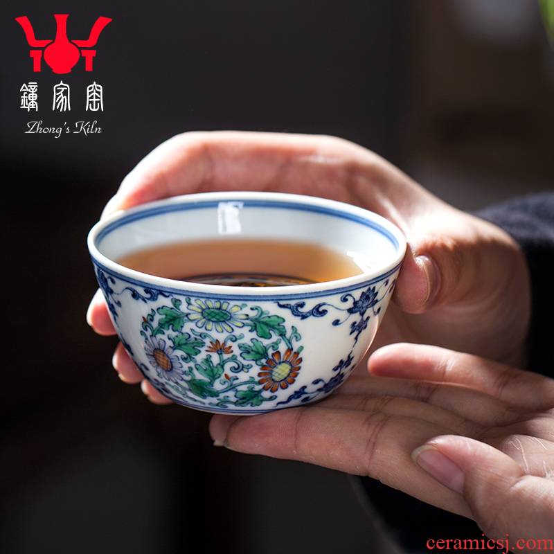 Clock home trade, one cup of jingdezhen blue and white color bucket maintain all hand group by grain kung fu tea cups of female