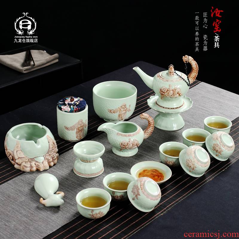 Your up Chinese kung fu tea set tea service of a complete set of household jingdezhen ceramic teapot tea cup master CPU