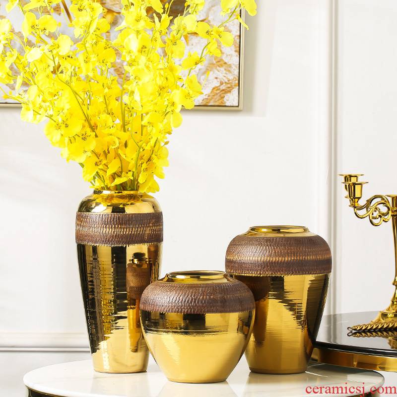 New Chinese style light key-2 luxury furnishing articles home decoration ceramic vase dried flowers flower arrangement table accessories TV ark, decoration sitting room