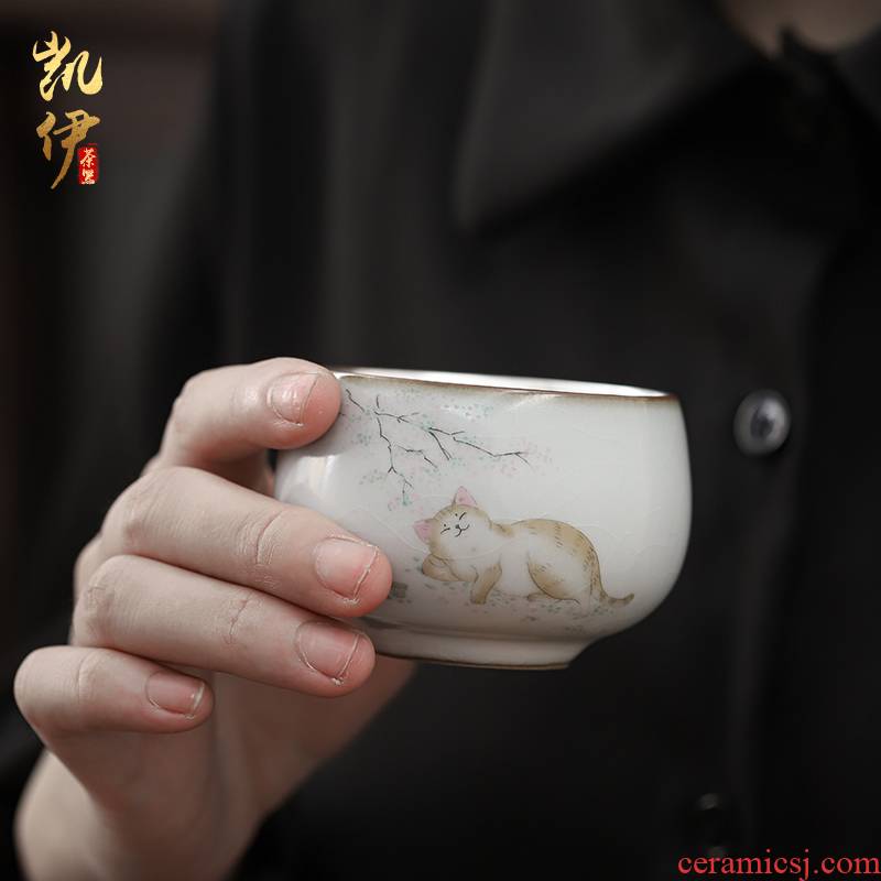 Tasted silver gilding on your up hand - made master cup sample tea cup of jingdezhen ceramic cat kung fu tea set silver cup tea cups