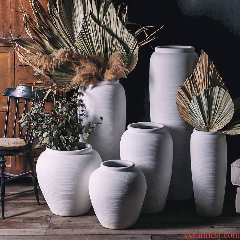 Royal three coarse pottery Nordic white mud of large vase wedding dry flower arranging flowers decorative furnishing articles contracted and I wind