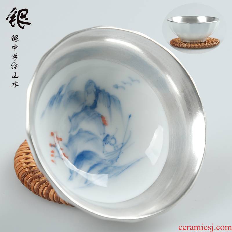 The ancient sheng blue and white hand made white porcelain up The new landscape of 99 sterling silver cup coppering. As silver cup sample tea cup kung fu master list