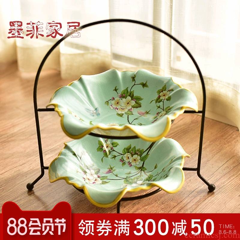 American ceramic double fruit bowl place to live in the new Chinese style restoring ancient ways is the sitting room tea table dry fruit tray 'lads' Mags' including nuts, tea tray