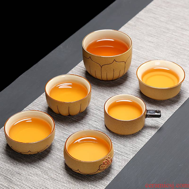 Ceramic kung fu tea set coarse pottery cups hand - made noggin master sample tea cup tea cup, single glass Ceramic cup