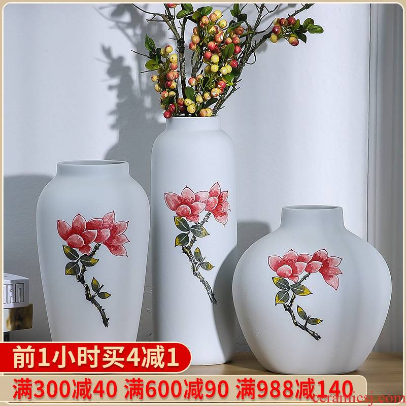 The New Chinese jingdezhen ceramic vase desktop I household adornment sitting room flower arranging a three - piece furnishing articles