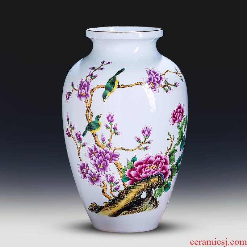 Jingdezhen ceramics powder enamel thin foetus Chinese vase flower arranging place to live in the living room TV cabinet decorative porcelain