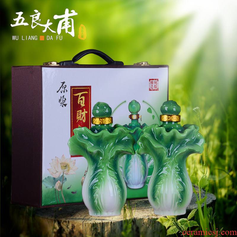Jingdezhen ceramic bottle 1 catty creative cabbage an empty bottle bottle gift art deco sealed jar of furnishing articles