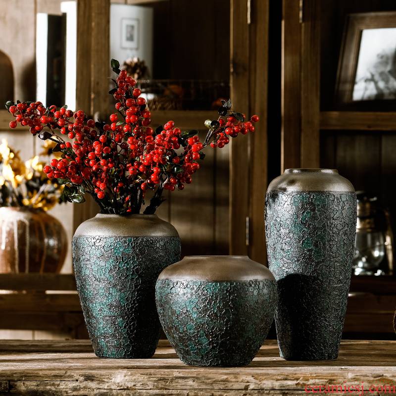 Jingdezhen ceramic vase coarse pottery dry flower arranging flowers restore ancient ways do old earthenware jar flower pot sitting room place soft decoration