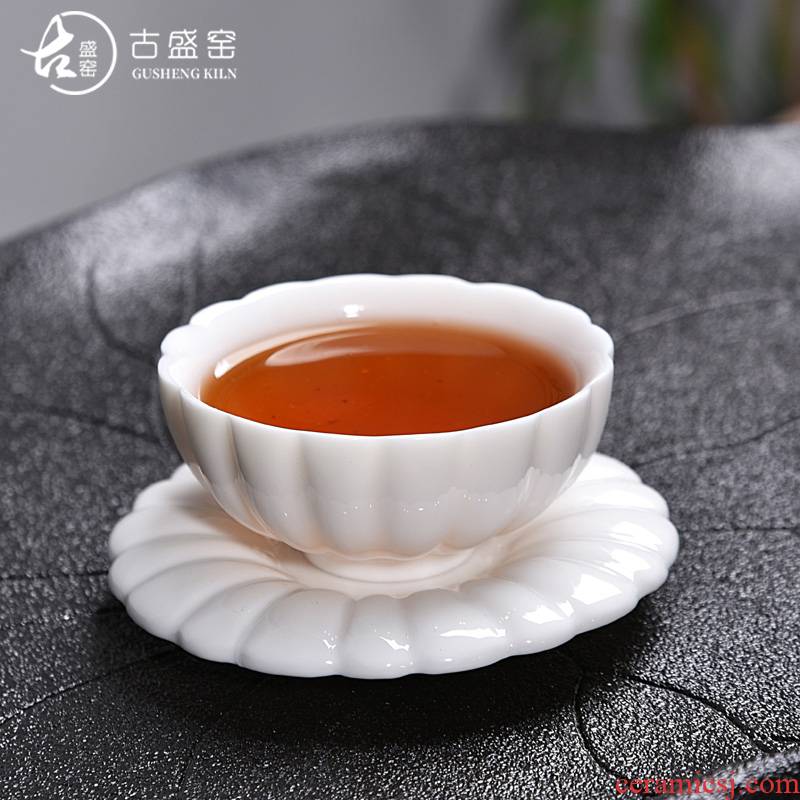 Ancient sheng up new name plum flower jade porcelain kung fu tea set dehua white porcelain bowl with individual main ceramic tea cups of tea cups