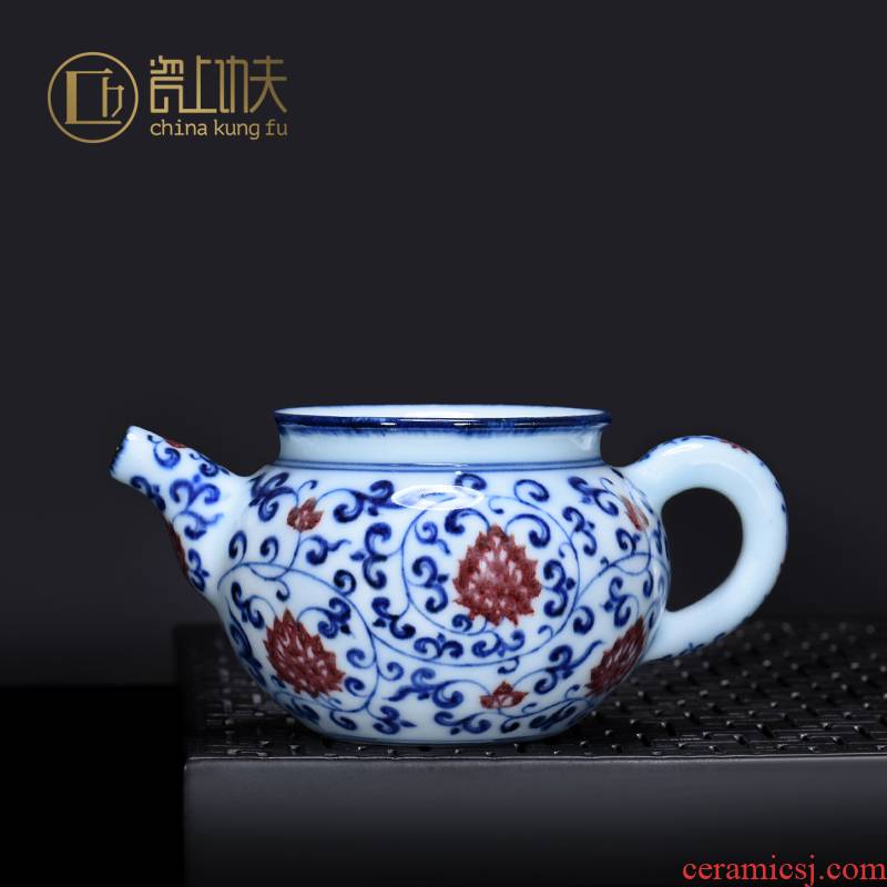 Jingdezhen blue and white porcelain youligong checking ceramic fair keller household hand - made tea tea lotus flower pot