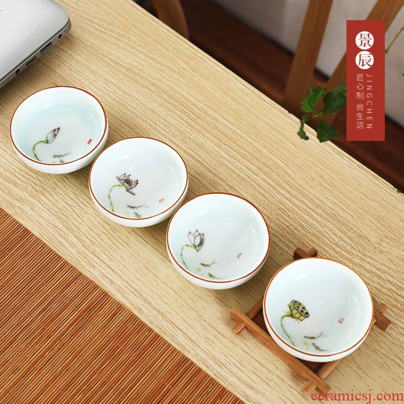 Jingdezhen ceramic creative hand - made teacup pu - erh tea cup home meeting of kung fu master cup single cup sample tea cup