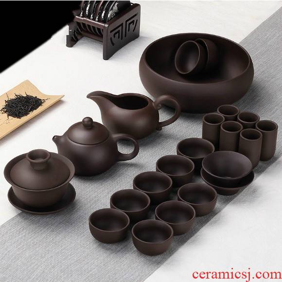 Violet arenaceous kung fu tea set of household ceramic tea cup small set of simple office contracted mini the teapot