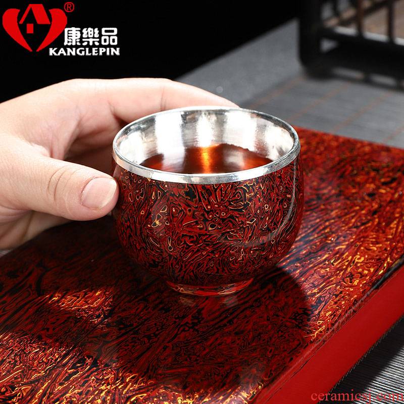 Recreational product jingdezhen lacquer kung fu tea set of the big cup silver cup ceramic masters cup silvering tea cup