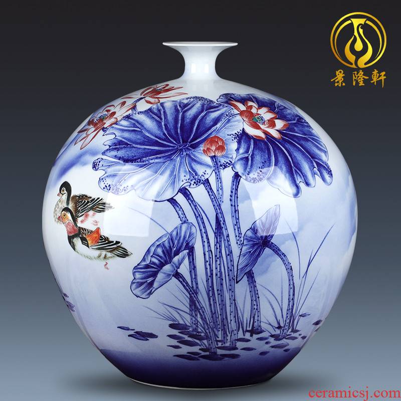 Jingdezhen ceramic vase large hand - made one hundred good pomegranate gift collection villa hotel decoration furnishing articles