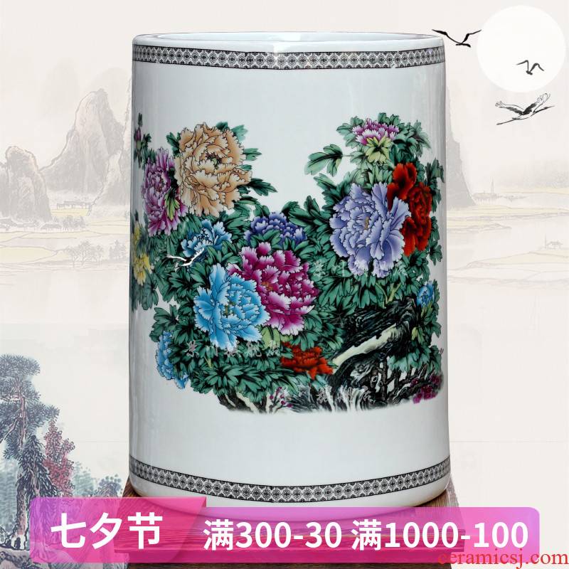 Jingdezhen ceramic riches and honor peony flowers small quiver sitting room office mesa study vase furnishing articles