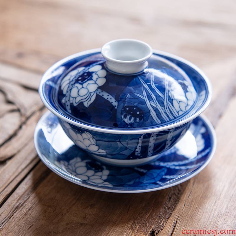 24 is full color hand - made tureen of blue and white porcelain tea set kung fu tea cup to use ceramic tea set, tea