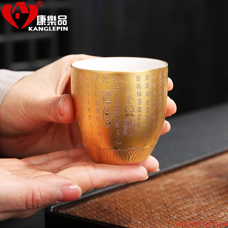 Recreation article 24 k gold gold cup sample tea cup single CPU kung fu tea set small checking ceramic tea master CPU
