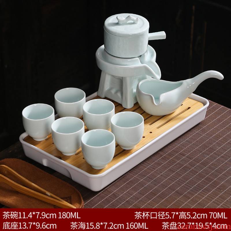 Celadon kung fu tea set household storage creative ceramic teapot tea cup half full automatic lazy