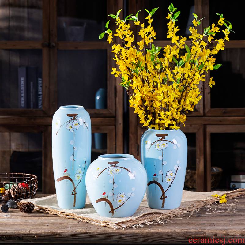 Jingdezhen hand - made ceramic vase furnishing articles dry flower vases, modern home decoration decoration table