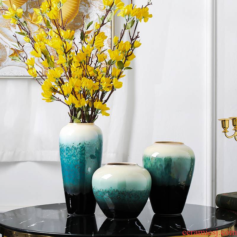 Jingdezhen ceramics dried flower vase furnishing articles flower arrangement sitting room decoration of Chinese style household TV cabinet table decorations