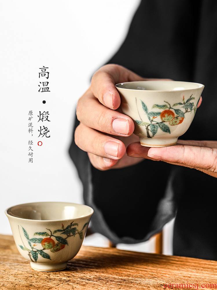 Jingdezhen hand - made sample tea cup one kung fu master cup cup of pure manual single cups of tea plant ash glaze ceramic