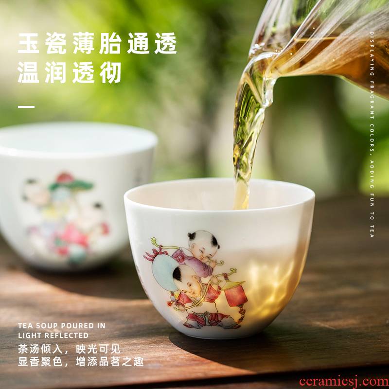The lad fortune master cup single cup at jingdezhen pure manual painting ceramic cups sample tea cup titian suit