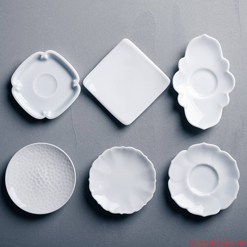 Ceramic film blue cup mat cup mat Japanese manual cup tea accessories six zen tea saucer base
