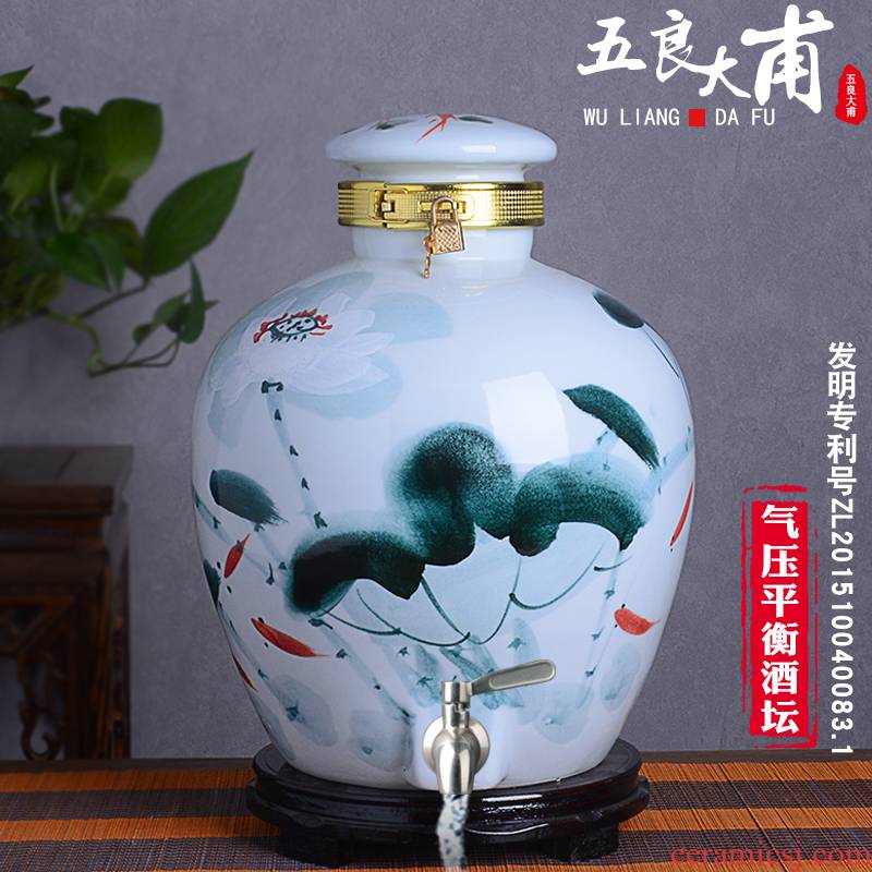 Jingdezhen hand - made ceramic terms jars home 10 jins 50 it with leading liquor bottles archaize seal wine