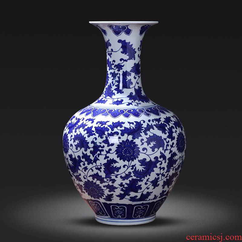 Jingdezhen porcelain ceramic insert large vase of blue and white porcelain of new Chinese style living room home TV ark adornment furnishing articles