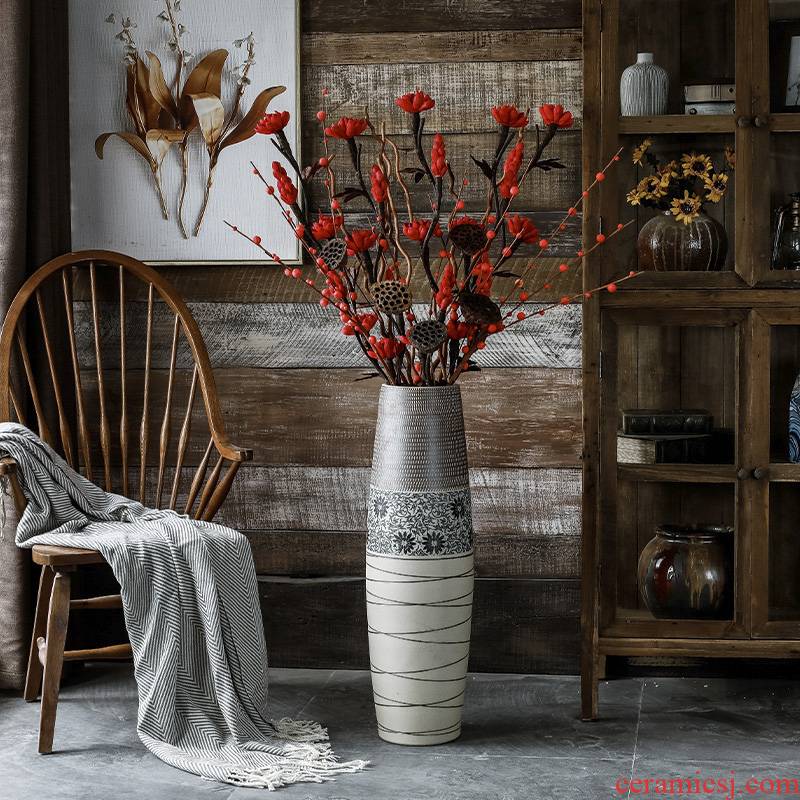 Ground vase Nordic large vases, the sitting room is I and contracted American dry flower arranging flowers tall ceramic decorative furnishing articles